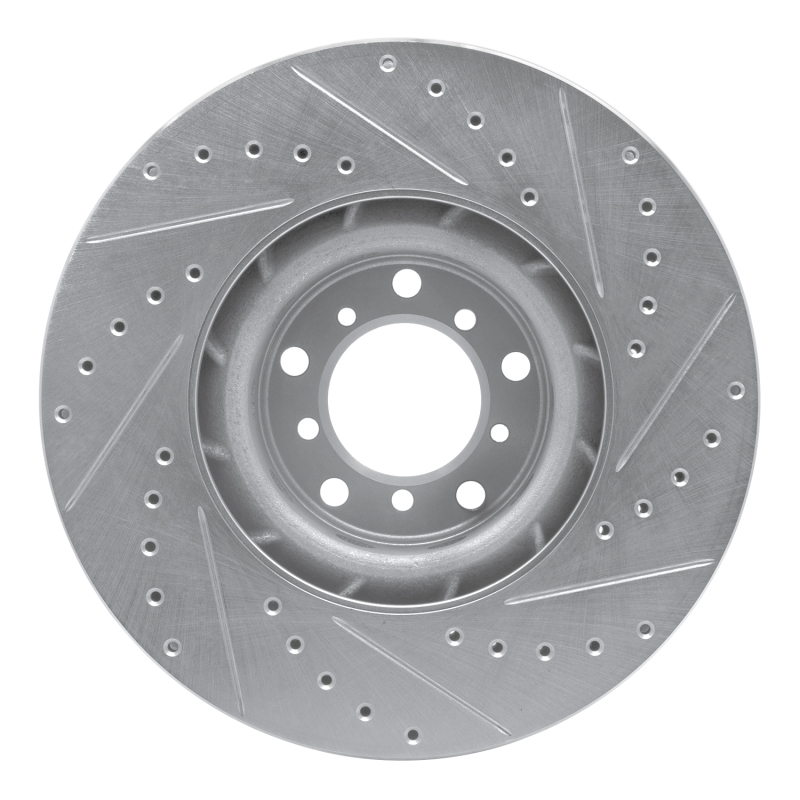 BMW M5 Brake Rotor (1) - Right Front - R1 Concepts - Drilled & Slotted - Silver - `00-`03